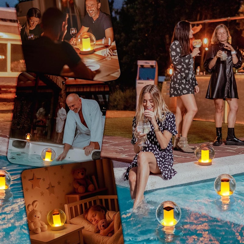 VISOFO Floating Lights Solar Powered Globes for Pool, Pond, Patio & Hot Tub – Outdoor Lanterns Look Like Candles or Torches, Fun Decorations & Cool Gifts for Adults, Pool Toys & Must-Have Decor - Image 5
